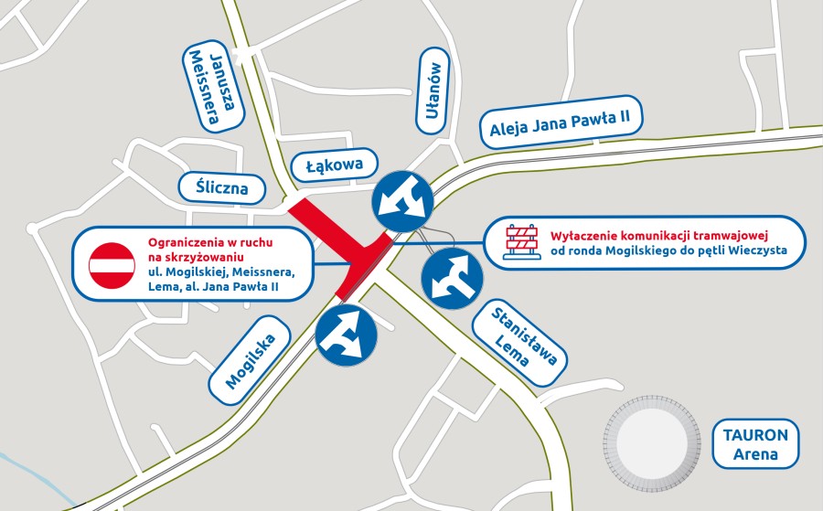 Wielkie zmiany komunikacyjne na Mogilskiej i Meissnera